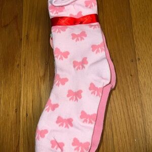 5 pair Pink Bow Christmas festive Socks